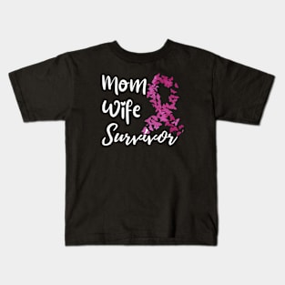 Mom Wife Survivor - Breast Cancer Survivor Kids T-Shirt